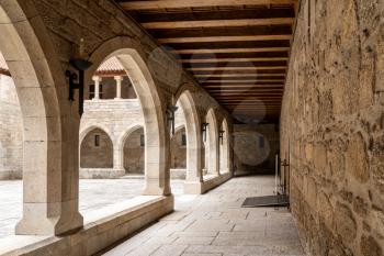 Courtyard or cloisters inside the palace of the Dukes of Braganza in Guimaraes in northern Portugal