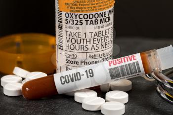 Oxycodone is the generic name for a range of opoid pain killing tablets with coronavirus positive blood test result