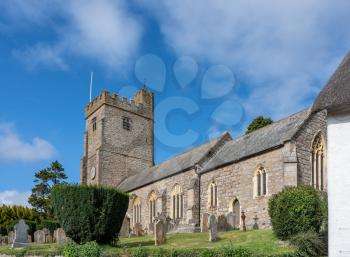 Stone building of the parish church of Saint Mary in the pretty Devon village of Dunsford