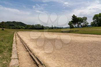 Stadium and running track at Olympia at the site of the first Olympic games near Athens Greece