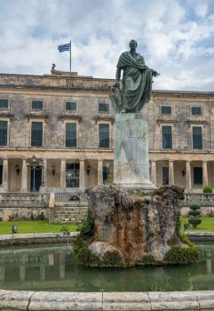 Statue to Sir Frederick Adam outside Asian Art museum in Corfu
