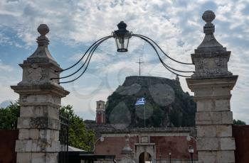 Gateway and bridge into the Old Fortress in the town of Corfu