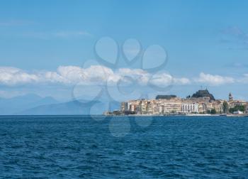 View across water in port of Kerkyra on Corfu