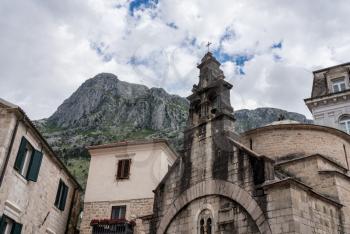 St Luke's Church on pedestrian streets of old town Kotor in Montenegro