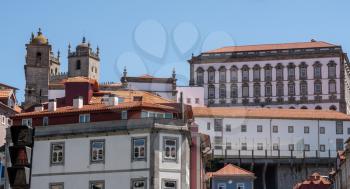 Old Se or cathedral and Bishop's Palace in Oporto in Portugal