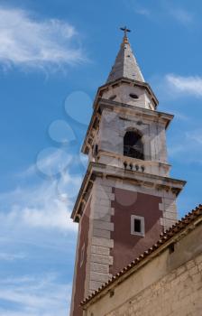 Belltower of St Elias's church in the ancient old town of Zadar in Croatia