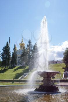 Saint-Petersburg, Russia - August 12, 2016: Fountains. Statues and monuments of St. Petersburg. City St. Petersburg architecture. Fountains in the streets and squares.