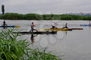 Russia, Volgodonsk - June 10, 2015 Swim kayaking Swimming competition kayak
