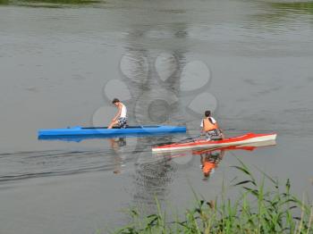 Russia, Volgodonsk - June 10, 2015 Swim kayaking Swimming competition kayak