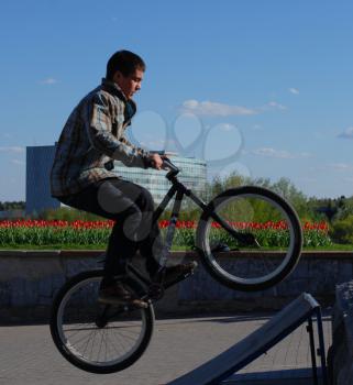 Russia, Volgodonsk - June 30, 2015: Bicycle riding. Cycling, the sport accessible to all.