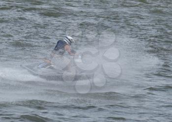 Russia, Volgodonsk - June 10, 2015: Racing on water scooters. Sports on the water.