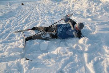 Russia, Volgodonsk - January 18, 2015: SkiingTraining ride on skis Winter sport