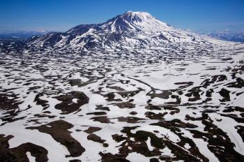 Nature of Kamchatka. Landscapes and magnificent views of the Kamchatka Peninsula. The nature of Kamchatka, a burnt volcano, an area near a volcano.