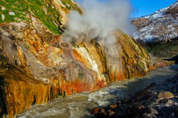 Nature of Kamchatka. Landscapes and magnificent views of the Kamchatka Peninsula. The nature of Kamchatka, a burnt volcano, an area near a volcano.