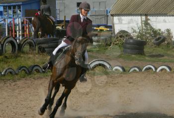 Russia, Volgodonsk - June 02, 2015: Training ride on horseback Horseback Riding