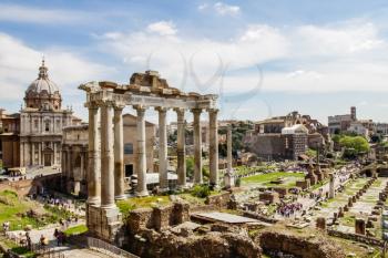 Rome, Italy - June 11, 2012: The eternal city of Rome, Roman streets and buildings, modern and ancient architecture of Rome.