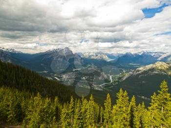 Mountains and forests in Canada. The pristine nature of the Canadian landscape.