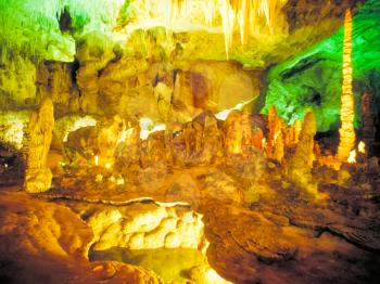 Egyptian karst caves with stalactites and stalagmites