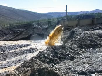 Gold mining, washing ore. Gold mining washing ore