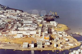 City of Bilibino in Chukotka, Russia. Northern Russian city in the far east and north.