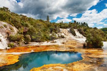 Hot spring in volcanic valley, New Zealand 
