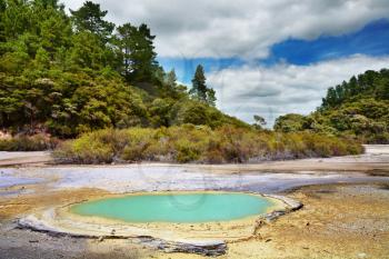 Geothermal field in Wai-O-Tapu thermal area, New Zealand

