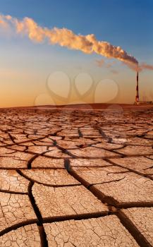 Industrial destruction, global warming concept
