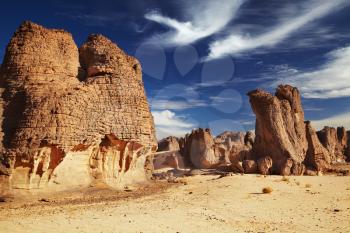 Sandstone cliffs in Sahara Desert, Tassili N'Ajjer, Algeria

