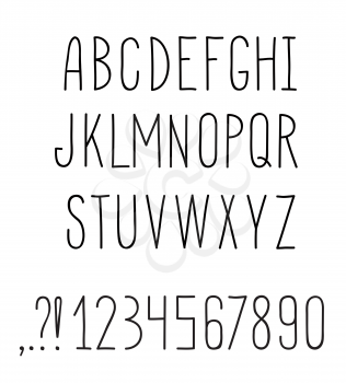 Latin alphabet. Grunge line decorative font. Hipsters sketched letter characters alphabetand numbers set