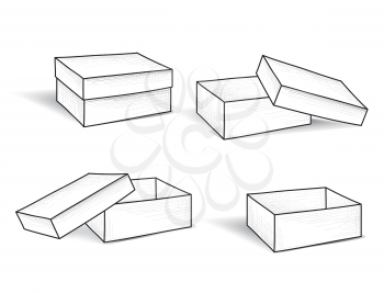 Box set. Package engraved doodle line collection. Box Retro Web Sketch Collection