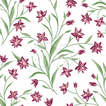 Flowers seamless pattern. Floral summer bouquet tile background. Meadow nature decor with wildflower