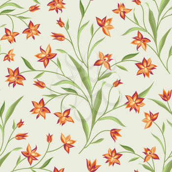 Flowers seamless pattern. Floral summer bouquet tile background. Meadow nature decor with wildflower