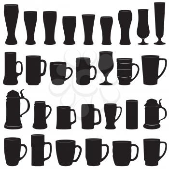 Beer ware set. Beer Mug and  Beer Glass silhouette collection.