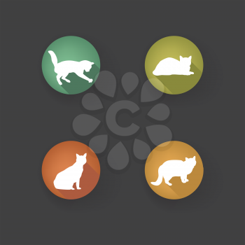 Cat icon set. Collection of vector pets icon silhouette. 