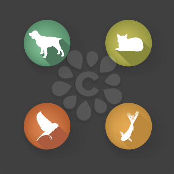 Pet Icons Set. Vet Symbols. Collection of vector pets icon silhouette. 