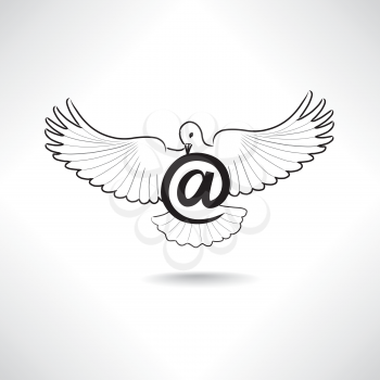 Mail icon. E-mail symbol with post dove.