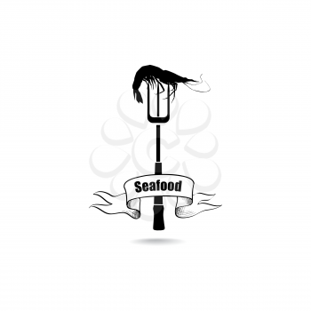Fish seafood sign. Underwater marine food background. Sea dish. Menu silhouette icon