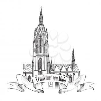 Dom Cathedral, Roemerberg, Frankfurt am Main, Germany. German landmark symbol isolated.