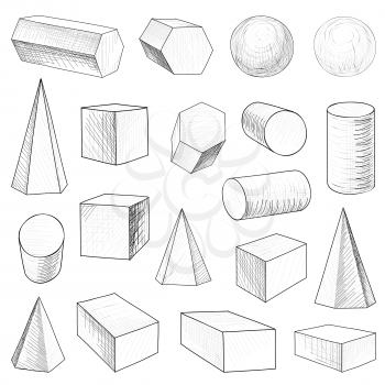 Geometric shape hand drawn set. Geometric figure collection