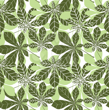 Leaves seamless pattern. Floral chestnut leaf wallpaper in retro japanese style.