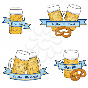 Beer icon set. Full Beer Mug. Octoberfest Label Collection.
