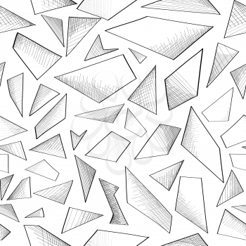 Geometric shape hand drawn sketch seamless background. Abstract pattern.
