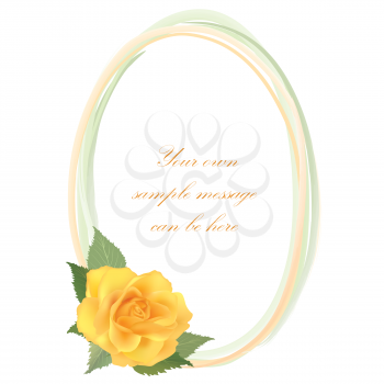 Floral greeting card with flower rose frame. Flourish background
