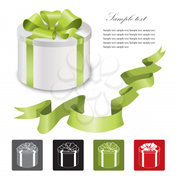 Holiday gift box icon set isolated background. Greeting decor