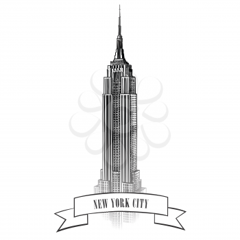 New York Skyline. Vector USA landscape. Cityscape in the early morning. Manhattan Skyline with Empire State Building