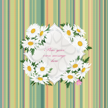 Flower bouquet. Floral heart frame. Flourish summer greeting card.