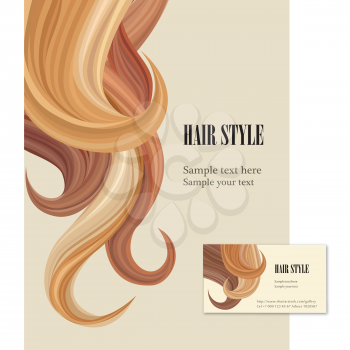Hair style background. Set poster and visit card for beauty salon
