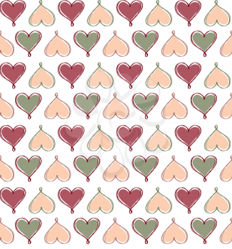 Love heart doodle seamless pattern Valentine day holiday tile ornament