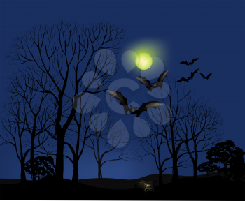 Halloween greeting card. Holiday Halloween landscape background