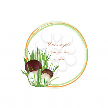 Autumn frame. Mushrooms Chanterelle mushroom vector background with copy space. Floral fall border isolated on white background. Food illustration.